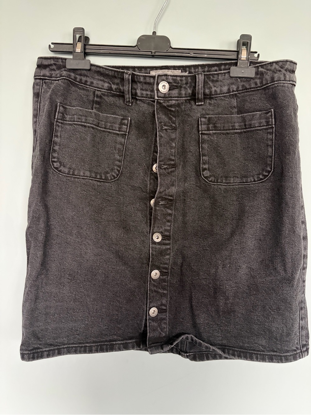 Torrid Black Wash Denim Skirt with Front Top to Bottom Button Closure